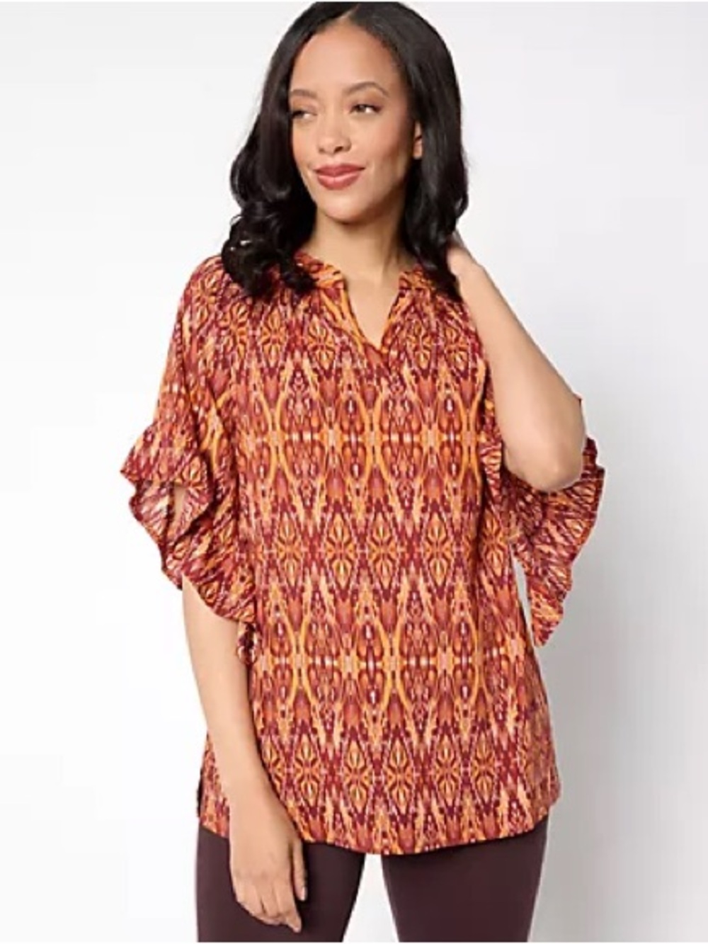 Belle by Kim Gravel Filigree Fantasy Ruffle Sleeve Blouse! Size XL.